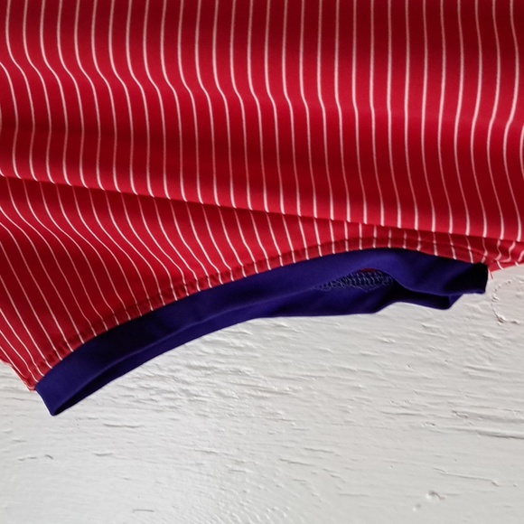 Chiara Cocol Milano Red & White Striped Midi Dress with Blue Trim SZ L - Picture 6 of 12